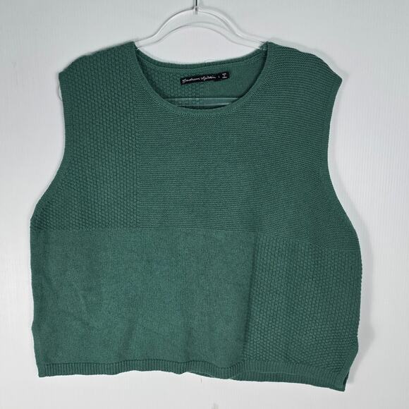 Gudrun Sjoden Green Sleeveless Sweater Vest Pullover Mixed Knit Pattern Large - Picture 1 of 8